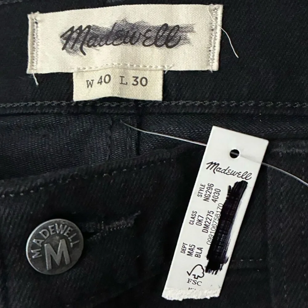 Madewell Jeans Mens 42x30 (tag 40x30) Black Straight Flex Denim Slim NG296 NWT